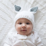 039 ($34) Bunny Ears White with Grey Beanie Hat - 6-24M