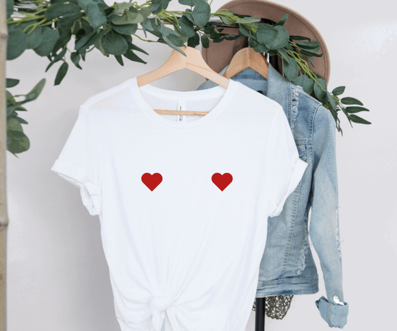 000 ($42) Hunter Kouture - Heart Boobies TShirt