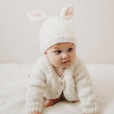 039 ($34) Bunny Ears White Beanie Hat Baby & Kids