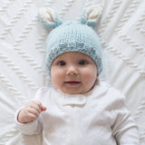 039 ($34) Bunny Ears Blue Beanie Hat - 6-24M