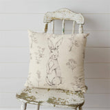 018 ($54) Pillow - Rabbit And Wildflowers