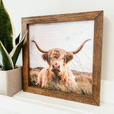 044 ($40) Highland Cow Framed Wooden Sign
