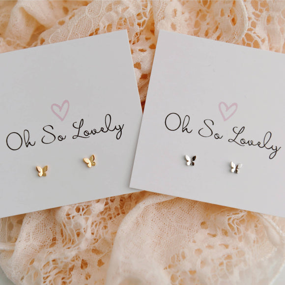 ($22) Selah Tiny Butterfly Stud Earrings
