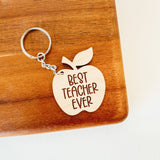 044 ($12.50) Best Teacher Ever Apple Wooden Keychain