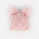 039 ($30) Newborn Baby Aran Pink Double Pom Pom Beanie Hat