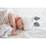 039 ($34) Bunny Ears White with Grey Beanie Hat - 6-24M