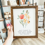 044 ($42) Dance Among The Flowers Framed Wooden Sign