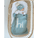 039 ($46) Hi. Hand Knit Baby Blanket - Surf Blue