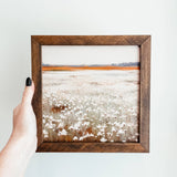 044 ($40) White Flower Field Framed Sign