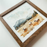 044 ($40) Watercolour Sheep Framed Wood Sign