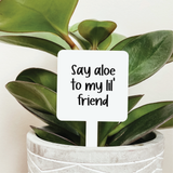 044 ($12.50) Say Aloe To My Lil' Friend Plant Stake