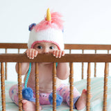 039 ($34-$36) Unicorn Pastel Earflap Beanie Hat