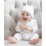 039 ($34) Bunny Ears White with Grey Beanie Hat - 6-24M