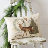 018 ($52) Pillow - Vintage Woodland Winter Deer