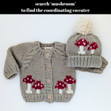 039 ($40-$42) Mushroom Hand Knit Beanie Hat