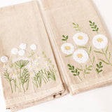 018 ($45) Chamomile Floral Embroidered Tea Towels - Set of 2