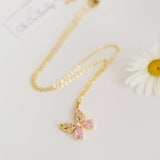 006 ($50) Pink Butterfly Crystal Necklace