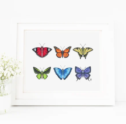 205 ($18) Print - Rainbow Butterfly