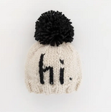 039 ($40) Beanie Hat - 'Hi.' with Pom Pom