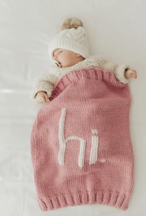 039 ($52) Baby Blanket - 'Hi.'