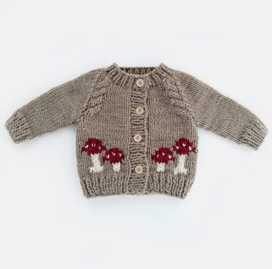 039 ($70) Cardigan Sweater - Mushroom