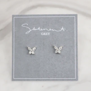 011 ($35) Statement Grey - Earrings - Butterfly