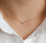 011 ($44) Statement Grey -Necklace - Bleu