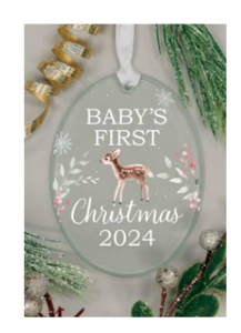 022 ($21) Christmas Ornament Oval - Baby's First 2024