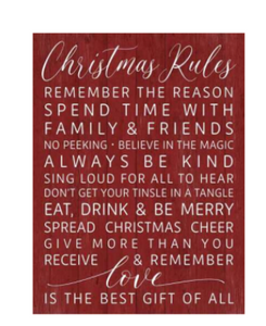 022 ($58) Block Wall Decor - Christmas Rules