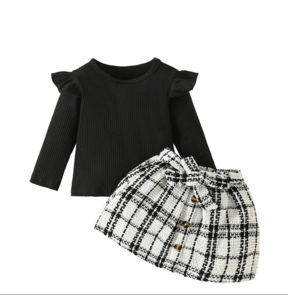 233 ($35) Black Plaid Skirt Set