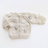 039 ($77) Flower Cardigan Sweater Natural - 12-18M
