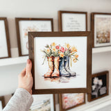 044 ($40) Rubber Boots Watercolour Sign | Framed Spring Sign
