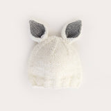 039 ($34) Bunny Ears White with Grey Beanie Hat - 6-24M