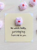 000 ($7) Big Hug Tiny Card - Mini Pig Holding Heart Comfort Gift
