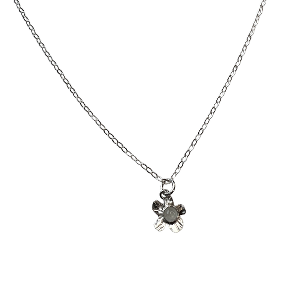 080 ($86) Necklace - Flower Power Aquamarine