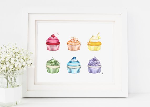 205 ($18) Print - Rainbow Cupcakes