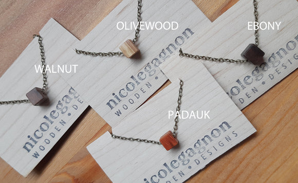 111 ($25) Necklace – Wood Bead - Square