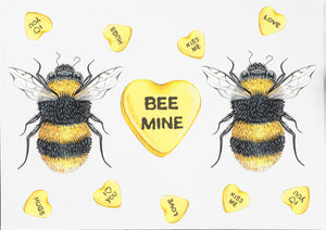 205 ($7) Love Cards - Bee Mine - Yellow and Black