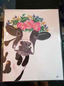 134 ($20) Cow with Floral - Print