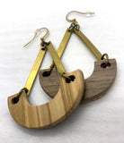 111 ($40) Earrings - Wood Drop with Brass