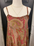 000 ($150) Silk Halter Dress - Burgundy Pink Green