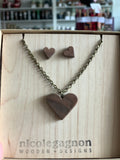 111 ($60) Rare Olive - Heart Sets - Necklace and Earrings