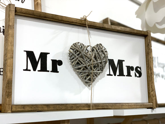 141 ($55) Sign - Mr Mrs with Heart