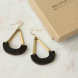 111 ($40) Earrings - Wood Drop with Brass
