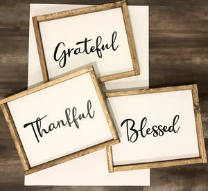 141 ($95) SET of 3 - Thankful + Blessed + Grateful