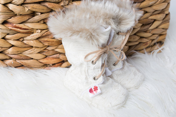 235 ($48 - $50) Booties - Fur Cream Embroidered