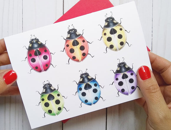 205 ($7) Cards - Rainbow Ladybugs