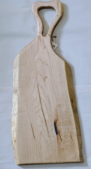 115 ($160) Wood Board - Maple with Handle & Blue Epoxy