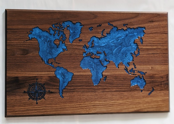 115 ($275) World Map - with Blue Epoxy