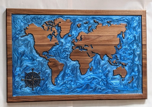 115 ($300) World Map - with Blue Epoxy